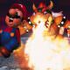 Bowser burning Mario