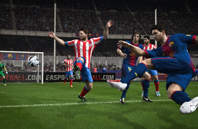 FIFA14 on Xbox One and PS4 Messi shooting-at-goal