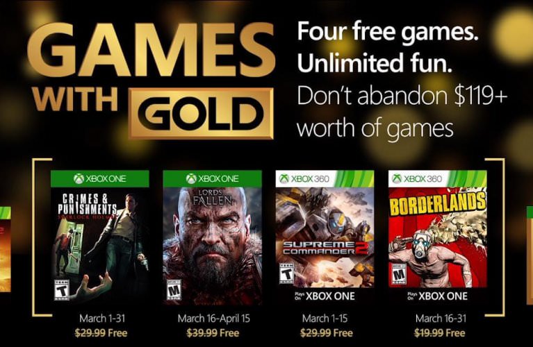 Games with Gold for March 2016 on Xbox One and Xbox 360