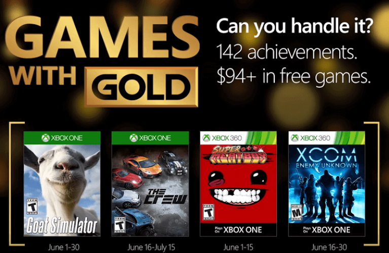 Games with Gold for June 2016 on Xbox One and Xbox 360