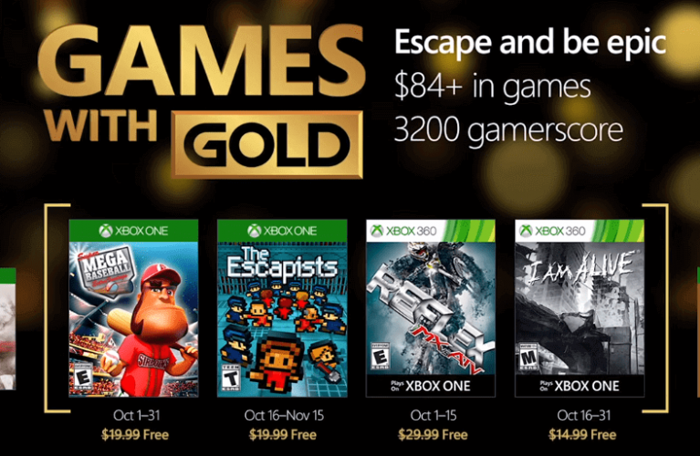 Games with Gold for October 2016 on Xbox One and Xbox 360