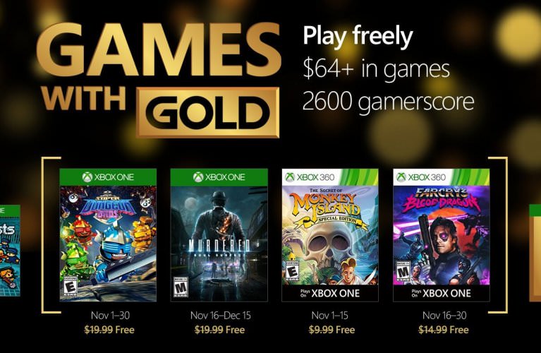 Games with Gold for November 2016 on Xbox One and Xbox 360